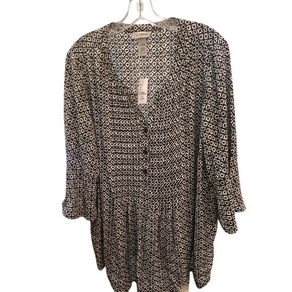 Catherines Black & White Geometric Print Blouse – NWT Size 1X (18/20W) - Picture 6 of 6